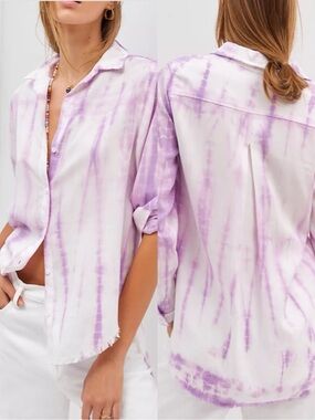 Cloth & Stone Frayed Buttondown Lavender size small